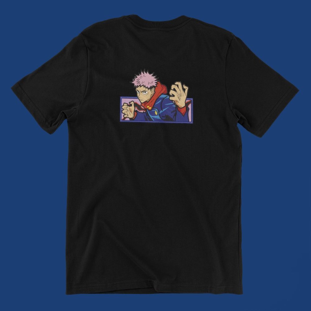 New- White&black Embroidered anime box T-shirt